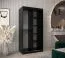 Schiebetürenschrank / Kleiderschrank Jorasses 03, Farbe: Schwarz, 1 Meter breit, fünf Fächer, eine Spiegeltür, zwei Kleiderstangen, Aluminiumschienen