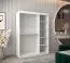 Kleiderschrank mit einer Spiegeltür Musala 10, Farbe: Weiß, 1,5 Meter breit, Aluminiumschienen, fünf Fächer, Schiebetürenschrank, zwei Kleiderstangen