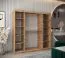 Schiebetürenschrank mit einer Spiegeltür Musala 17, Farbe: Eiche Artisan, 2 Meter breit, 10 Fächer, zwei Kleiderstangen, Aluminiumschienen, Kleiderschrank