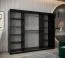 Schiebetürenschrank / Kleiderschrank Musala 23, Farbe: Schwarz, zwei Kleiderstangen, 2,5 Meter breit, Aluminiumschienen, eine Spiegeltür, 10 Fächer