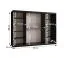 Kleiderschrank / Schiebetürenschrank | Schwarz Matt | 10 Fächer | 2 Kleiderstangen | hochwertig Verarbeitet | 250 x 62 x 200 cm | dekorative Spiegeltür