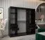 Schiebetürenschrank / Kleiderschrank Musala 19, Farbe: Schwarz, zwei Kleiderstangen, 2 Meter breit, Aluminiumschienen, eine Spiegeltür, 10 Fächer