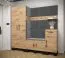Moderner Schrank Morteratsch 01, Farbe: Eiche / Schwarz - Abmessungen: 196 x 74 x 46 cm (H x B x T), mit zwei Fächern und einer Kleiderstange
