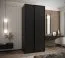 Kleiderschrank / Schiebetürenschrank | 245,5, x 120 x 64 cm | 2 Kleiderstangen | 6 Einlegeböden | 6 Fächer | 2 Schiebetüren | Farbe: Schwarz | Soft-Close