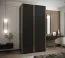 Kleiderschrank / Schiebetürenschrank | ABS-Kantenschutz | 6 Fächer | 245,5 x 140 x 64 cm | 6 Einlegeböden | 2 Kleiderstangen | Farbe: Schwarz