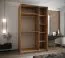 Kleiderschrank / Schiebetürenschrank | 2 Kleiderstangen | 2 Schiebetüren | 245,5 x 150 x 64 cm | 6 Fächer | 6 Einlegeböden | Soft-Close | Farbe: schwarz