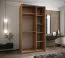 Kleiderschrank / Schiebetürenschrank | Farbe: Kaschmir | Spiegel | 245,5 x 140 x 64 cm | 2 Kleiderstangen | Soft-Close | 6 Fächer | 2 Schiebetüren
