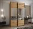 Kleiderschrank / Schiebetürenschrank | Farbe: Eiche Artisan | Spiegel | 245,5 x 150 x 64 cm | Soft-Close | 2 Schiebetüren | 2 Kleiderstangen | 6 Fächer