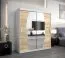 Schiebetürenschrank / Kleiderschrank Calvitero 04 mit Spiegel, Farbe: Weiß matt / Eiche Sonoma - Abmessungen: 200 x 180 x 62 cm ( H x B x T)