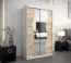 Schiebetürenschrank / Kleiderschrank Robinyera 02 mit Spiegel, Farbe: Weiß matt / Eiche Sonoma - Abmessungen: 200 x 120 x 62 cm ( H x B x T)