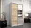 Schiebetürenschrank / Kleiderschrank Aizkorri 02A mit Spiegel, Farbe: Weiß matt / Eiche Sonoma - Abmessungen: 200 x 120 x 62 cm (H x B x T)