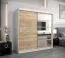 Schiebetürenschrank / Kleiderschrank Aizkorri 05A mit Spiegel, Farbe: Weiß matt / Eiche Sonoma - Abmessungen: 200 x 200 x 62 cm (H x B x T)