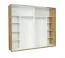 Schiebetürenschrank / Kleiderschrank Gavdos 01, Farbe: Eiche / Weiß Hochglanz - Abmessungen: 218 x 200 x 67 cm (H x B x T)