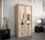 Schiebetürenschrank / Kleiderschrank Polos 01 mit Spiegel, Farbe: Eiche Sonoma - Abmessungen: 200 x 100 x 62 cm (H x B x T)
