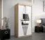 Schiebetürenschrank / Kleiderschrank Alphubel 01 mit Spiegel, Farbe: Eiche Sonoma / Weiß matt - Abmessungen: 200 x 100 x 62 cm ( H x B x T)
