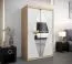 Schiebetürenschrank / Kleiderschrank Alphubel 02 mit Spiegel, Farbe: Eiche Sonoma / Weiß matt - Abmessungen: 200 x 120 x 62 cm ( H x B x T)