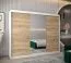 250 cm breiter Schiebetürenschrank mit 3 Türen | 10 Fächer | 2 Kleiderstangen | Farbe: Sonoma Eiche / Weiß Abbildung