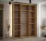 Eichenfarbener Kleiderschrank Mina, viel Stauraum, schwarze Lamellen, Stahlgriff in schwarz, Anti Staubbürsten inklusive, 235,2 x 180 x 60 cm