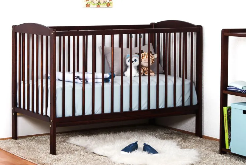 Gitterbett / Kinderbett Kiefer massiv Vollholz Walnussfarben 103, inkl. Lattenrost - 60 x 120 cm (B x L) 