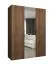 Kleiderschrank / Drehtürenschrank | Farbe: Walnuss | 1,5 Meter breit | zwei Kleiderstangen | Soft-Close | eine Spiegeltür | Griffe: Schwarz | zwei Fächer