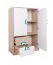 Kinderzimmer - Kommode Fabian 07, Farbe: Eiche Hellbraun / Weiß / Blau - 130 x 80 x 40 cm (H x B x T)