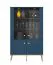 Vitrine Kumpula 02, Farbe: Dunkelblau - Abmessungen: 152 x 92 x 40 cm (H x B x T), mit 4 Türen und 4 Fächern