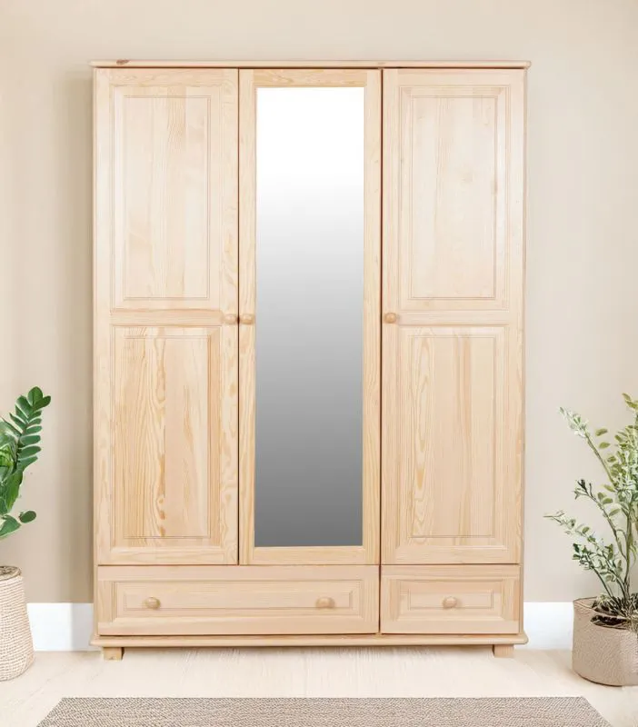 Kleiderschrank Massivholz natur 019 - Abmessung 190 x 133 x 60 cm (H x B x T)