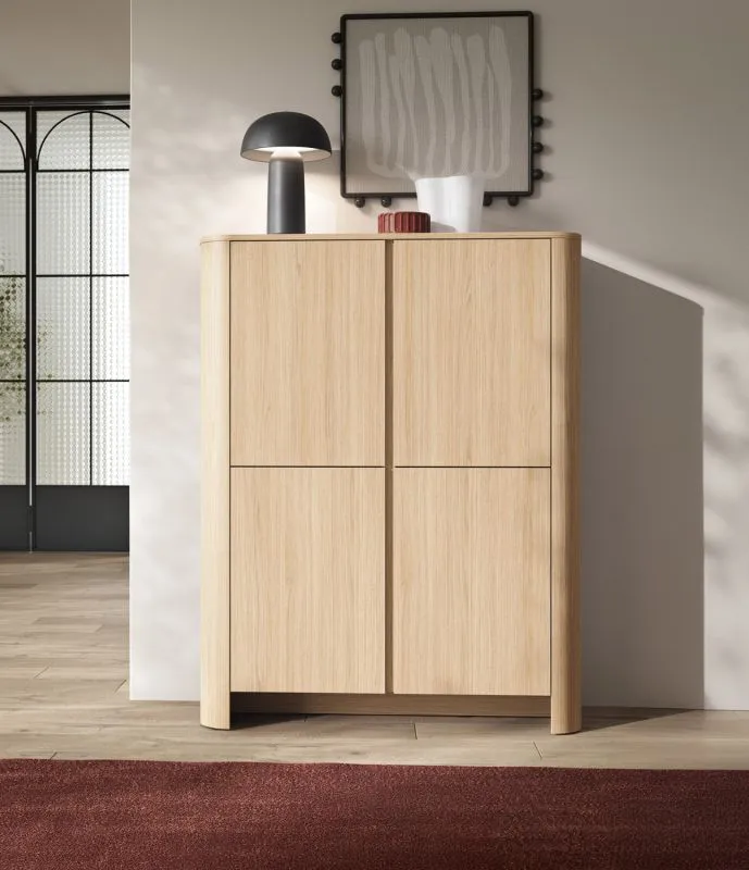 Kommode | 132 x 103 x 39 cm | Holzoptik | reichlich Platz | Vytgarth 04 | Eiche | 2 Türen | 8 Fächer | Einfarbig | Highboard | griffloses Design
