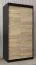 Schiebetürenschrank / Kleiderschrank Jan 01A, Farbe: Schwarz / Eiche Sonoma - Abmessungen: 200 x 100 x 62 cm ( H x B x T)