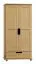Schmaler Kleiderschrank | 2 Drehtüren | 1 Schublade | 4 Fächer | mit Kleiderstange | 80 cm breit | Massivholz | Farbe: Natur Abbildung