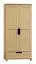 Kleiderschrank | 2 Drehtüren | 1 Schublade | 4 Fächer | mit Kleiderstange | 90 cm breit | Massivholz | Farbe: Natur Abbildung