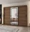 Kleiderschrank / Schiebetürenschrank | Farbe: Walnuss Warmia | 10 Fächer | 2 Kleiderstangen | hochwertig Verarbeitet | 250 x 62 x 200 cm | dekorative Spiegeltür