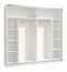 Kleiderschrank Bogati 03, Schwebetürenschrank, Farbe: Weiß / Weiß Hochglanz, zwei Spiegeltüren, zwei Kleiderstangen, Maße: 210 x 217 x 62,5 cm