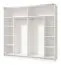 Kleiderschrank Bogati 03, Schwebetürenschrank, Farbe: Weiß / Weiß Hochglanz, zwei Spiegeltüren, zwei Kleiderstangen, Maße: 210 x 217 x 62,5 cm