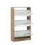 Schuhschrank mit Spiegel-Front Gradide 07, Farbe: Eiche Sonoma, drei Kipptüren, ABS-Kanten, Griffe: Grau, Maße: 119 x 67 x 28 cm, sechs Fächer