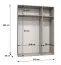 Drehtürenschrank mit 1,5 Meter breite Korab 74, Farbe: Schwarz, Soft-Close-Funktion, eine Spiegeltür, zwei Kleiderstangen, Griffe: Gold, zwei Fächer