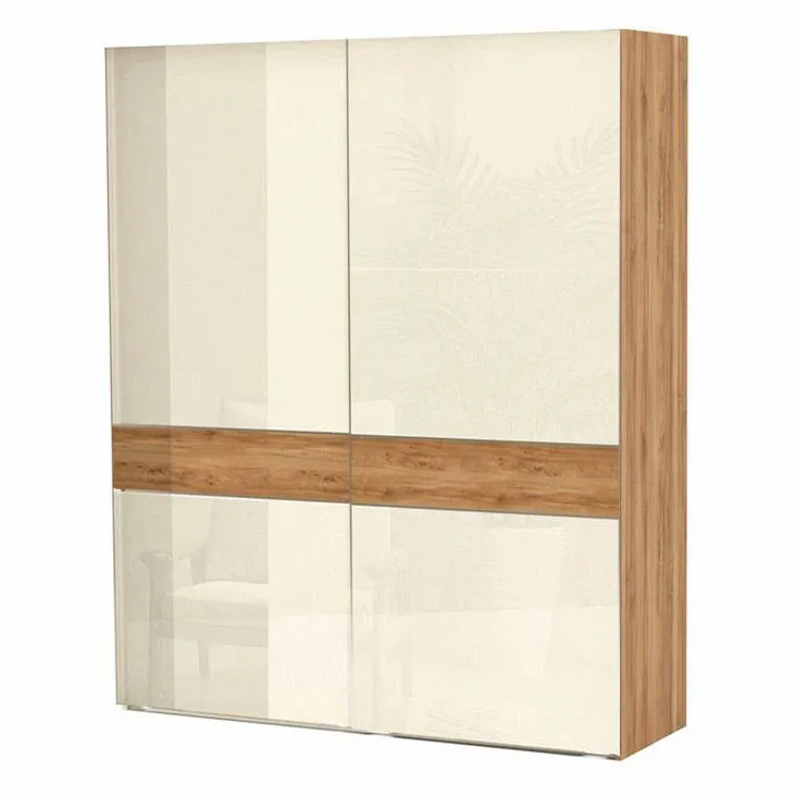 182 cm breiter Kleiderschrank mit 6 Fächern und 2 Türen | Farbe: Beige Abbildung