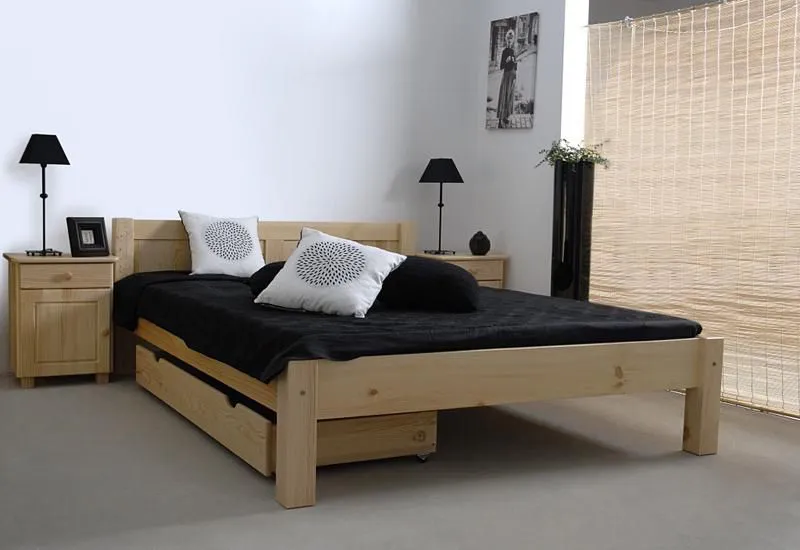 Massivholz Bettgestell Kiefer 160 x 200 cm Natur Abbildung