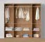 Offener Kleiderschrank | breit | 3 Kleiderstangen | Farbe: Eiche Puccini | 4 Fächer | Maße: 206 x 55 x 196 cm | einfaches Design | 6 Holzeinlegeböden | für Schlafzimmer