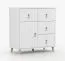 Kommode | Weiß | Taygetos 02 | 96 x 90 x 45 cm | 4 Schubladen | 1 Fach | Ledergriffe | Holzbeine 14 cm hoch | Einfarbig | skandinavischer Stil