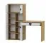 Jugendzimmer - Schreibtisch mit Schrankanbau Garian 11, Farbe: Eiche / Weiß / Grau - Abmessungen: 152 x 151x 50 cm (H x B x T)