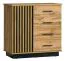 Kommode Trevalli 5, Farbe: Eiche / Schwarz - Abmessungen: 88 x 90 x 40 cm (H x B x T)