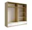 220 cm breiter Kleiderschrank mit 2 Türen, 5 Fächern und 3 Schubladen | Farbe: Eiche / Weiß | Tiefe: 64 cm Abbildung