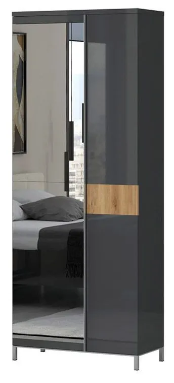 76 cm breiter Kleiderschrank mit 1 Tür | Farbe: Anthrazit Abbildung