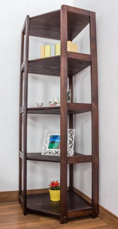 Standregal, 74 cm breit, Kiefer Holz-Massiv, Farbe: Nuss Abbildung