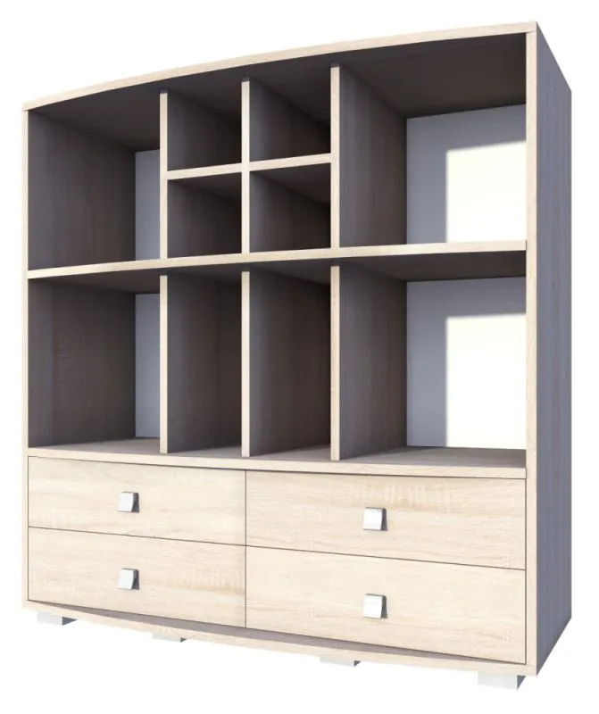 Regal Rabaul 16, Farbe: Sonoma Eiche - Abmessungen: 126 x 130 x 40 cm (H x B x T)