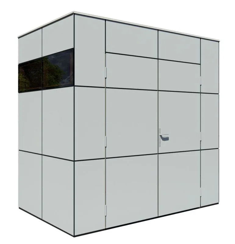 Gartenhütte 2,31 x 1,65 Meter, Gerätehaus in Hellgrau, Zweifachfenster, Elementgartenhaus, Grundfläche: 3,51 m²
