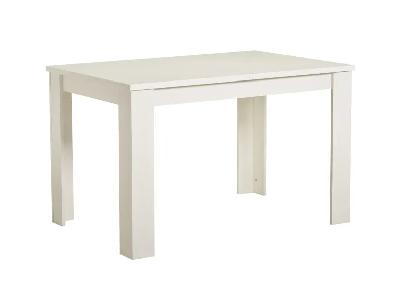 Ausziehbarer Esstisch Cubi 02, Farbe: Weiß, ABS-Kantenschutz, 120 x 80 cm groß, schlichtes Design, ausziehbar bis zu 150 cm, für Esszimmer