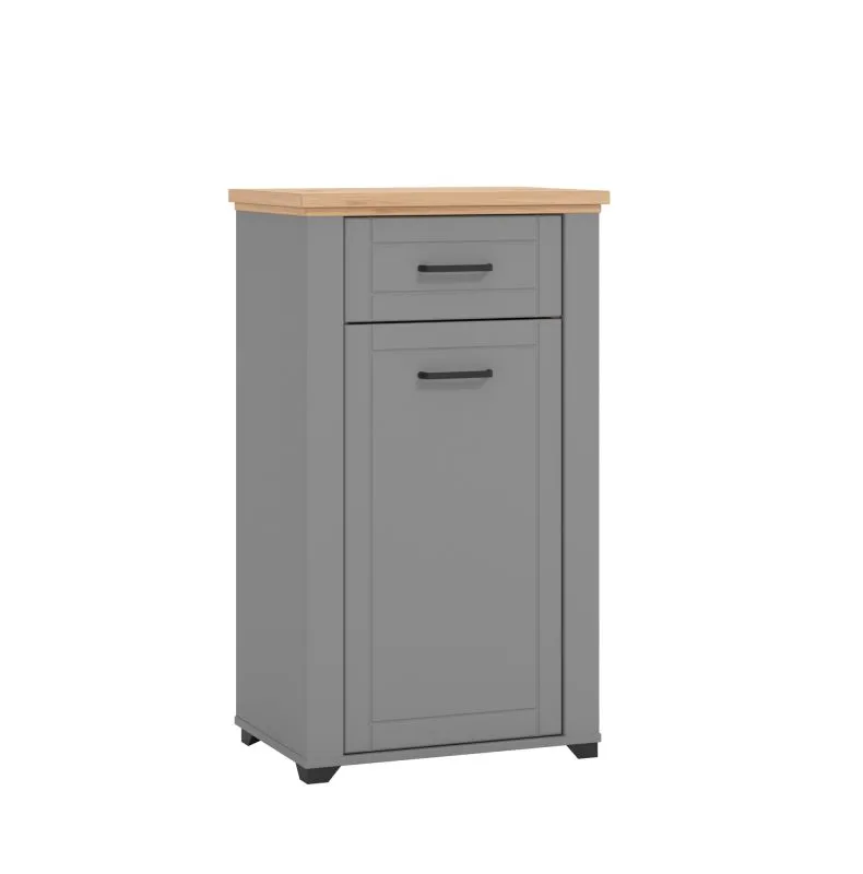 Schuhschrank mit einer Schublade Banat 26, Farbe: Eiche Artisan / Graphitgrau / Grau Matt, eine Tür, drei Fächer, ABS-Kanten, Maße: 105 x 60,5 x 41 cm