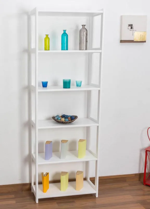 Regal - 70 cm breit, Kiefer Holz-Massiv, Farbe: Weiß Abbildung